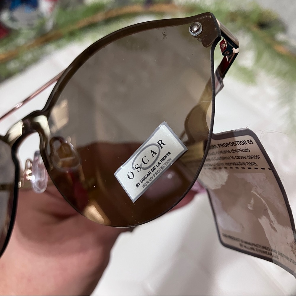 Oscar De La Renta Cat eye Brown Metal Frame Sunglasses NWT - Picture 2 of 6